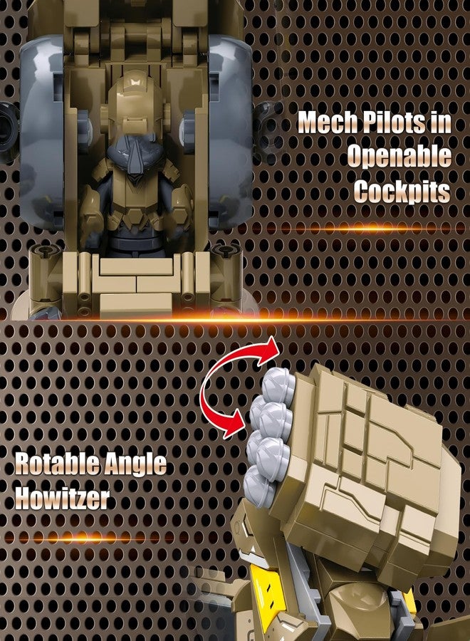 HIGH GODO Artillery Mech Robot Transforming Building Blocks Set for Adults,City Warrior Justice Hero Soldier Mech Model Building Kit, Cool Creative Robots Toys Gift for Teens, 581 Pieces - Image 4